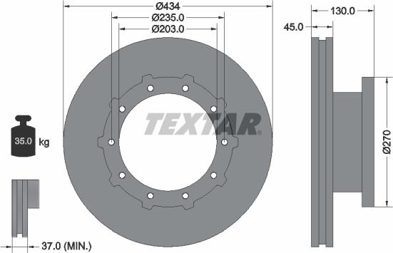 Textar 93243400 - Гальмівний диск autozip.com.ua