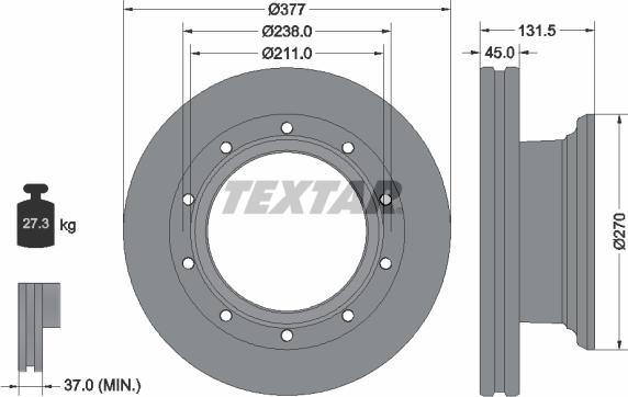 Textar 93276800 - Гальмівний диск autozip.com.ua