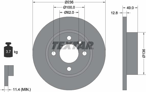 Textar 92090400 - Гальмівний диск autozip.com.ua