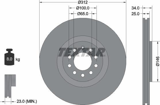 Textar 92098503 - Гальмівний диск autozip.com.ua