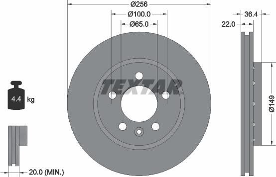 Textar 92098605 - Гальмівний диск autozip.com.ua