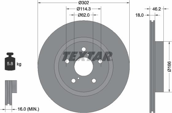 Textar 92093500 - Гальмівний диск autozip.com.ua