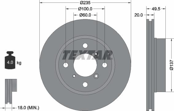 Textar 92093200 - Гальмівний диск autozip.com.ua