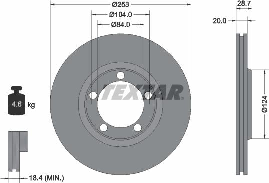 Textar 92093700 - Гальмівний диск autozip.com.ua