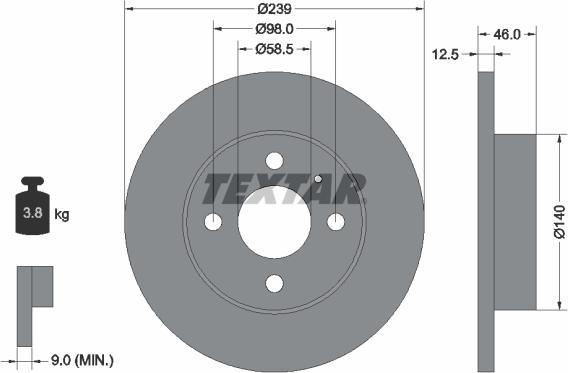 Textar 92044000 - Гальмівний диск autozip.com.ua