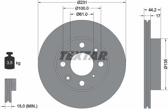 Textar 92046500 - Гальмівний диск autozip.com.ua