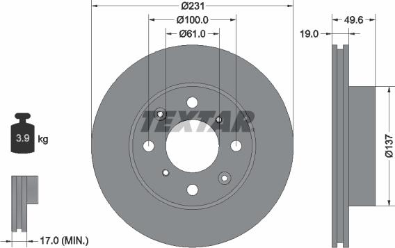 Textar 92046700 - Гальмівний диск autozip.com.ua