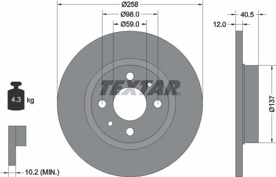 Textar 92041500 - Гальмівний диск autozip.com.ua