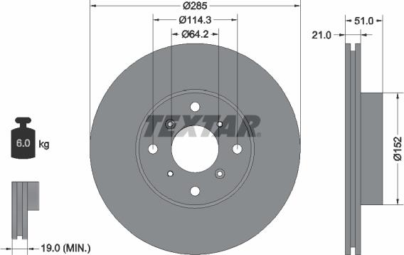 Textar 92048900 - Гальмівний диск autozip.com.ua