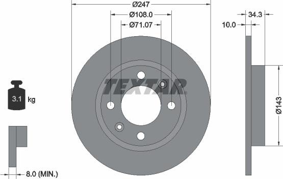 Textar 92048200 - Гальмівний диск autozip.com.ua