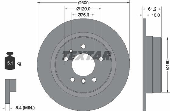 Textar 92042303 - Гальмівний диск autozip.com.ua