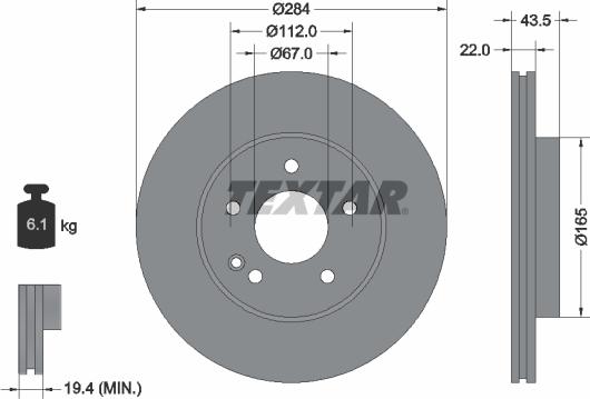 Textar 92059400 - Гальмівний диск autozip.com.ua