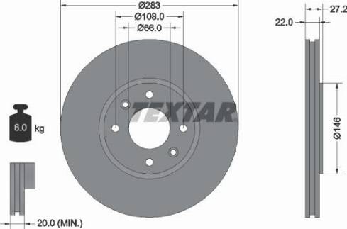 Textar 92059603 - Гальмівний диск autozip.com.ua