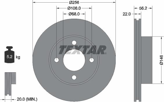 Textar 92054200 - Гальмівний диск autozip.com.ua