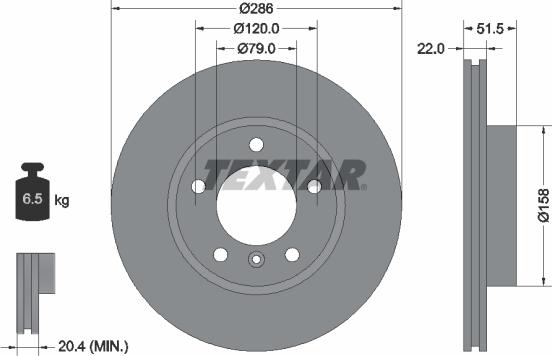 Textar 92055600 - Гальмівний диск autozip.com.ua