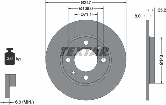 Textar 92055000 - Гальмівний диск autozip.com.ua