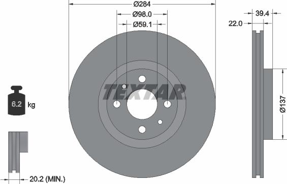 Textar 92055203 - Гальмівний диск autozip.com.ua