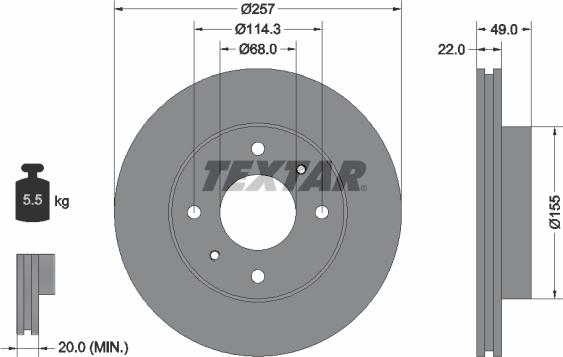 Textar 92056300 - Гальмівний диск autozip.com.ua