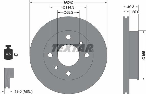 Textar 92056200 - Гальмівний диск autozip.com.ua