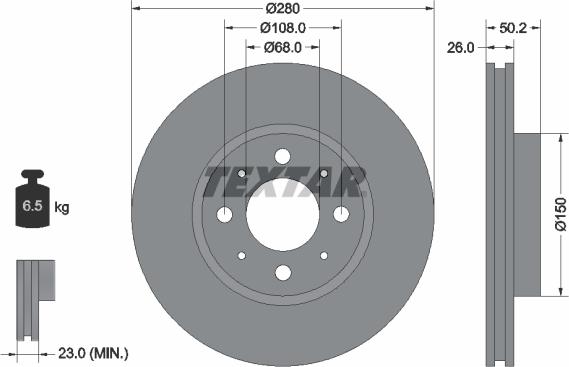 Textar 92058600 - Гальмівний диск autozip.com.ua