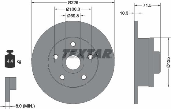 Textar 92057205 - Гальмівний диск autozip.com.ua