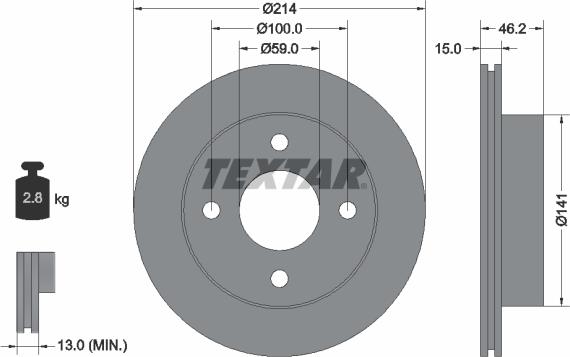 Textar 92069800 - Гальмівний диск autozip.com.ua