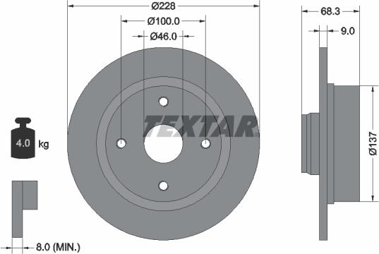 Textar 92066100 - Гальмівний диск autozip.com.ua