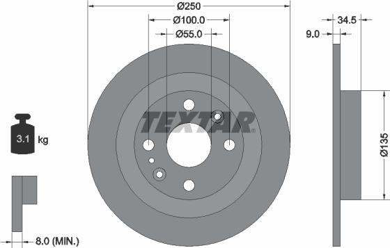 Textar 92061700 - Гальмівний диск autozip.com.ua