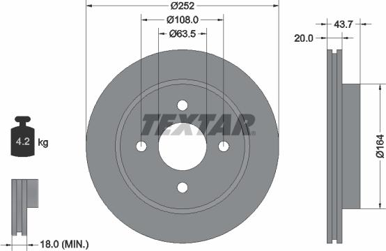 Textar 92063603 - Гальмівний диск autozip.com.ua