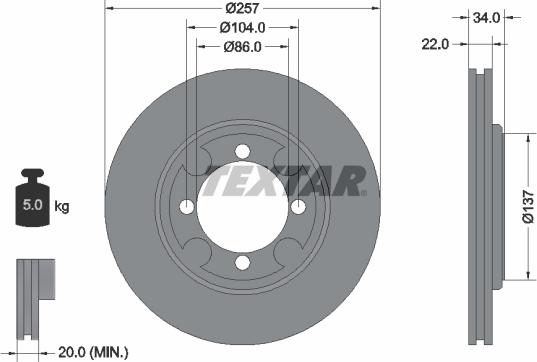 Textar 92062700 - Гальмівний диск autozip.com.ua