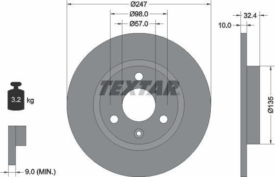 Textar 92067300 - Гальмівний диск autozip.com.ua