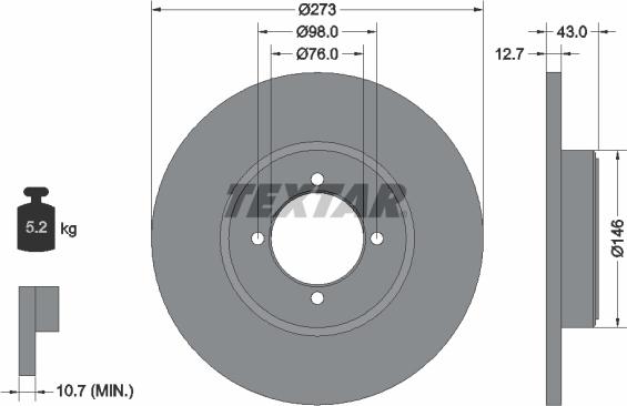 Textar 92011400 - Гальмівний диск autozip.com.ua