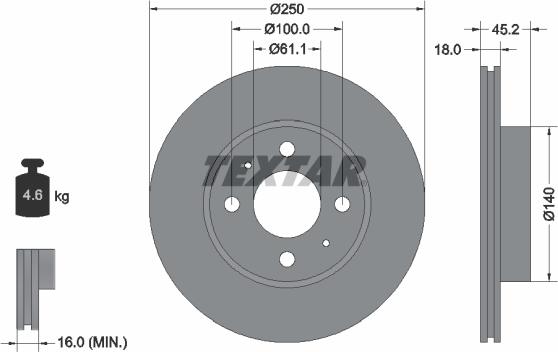 Textar 92080100 - Гальмівний диск autozip.com.ua