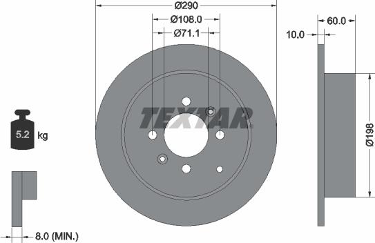 Textar 92080700 - Гальмівний диск autozip.com.ua