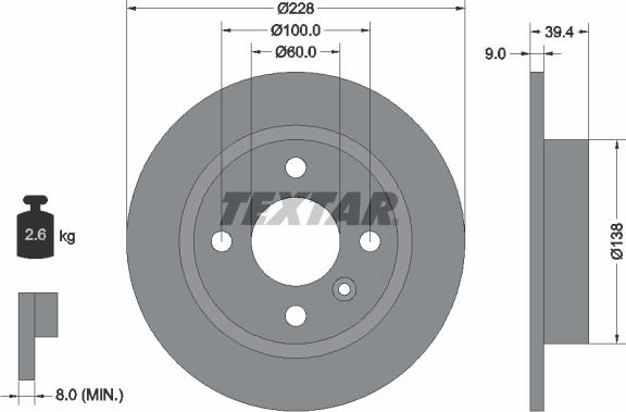 Textar 92082800 - Гальмівний диск autozip.com.ua