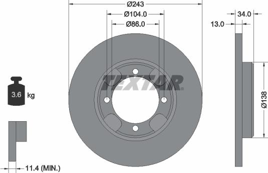 Textar 92034600 - Гальмівний диск autozip.com.ua