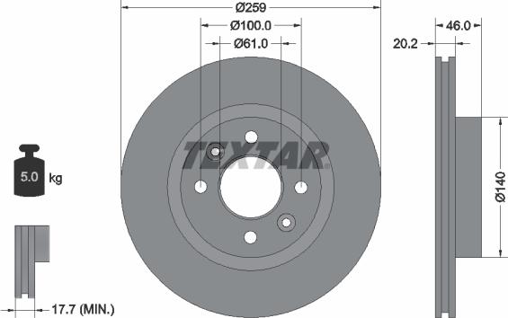 Textar 92036400 - Гальмівний диск autozip.com.ua