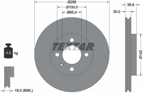 Textar 92036805 - Гальмівний диск autozip.com.ua