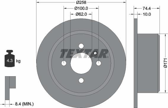 Textar 92038400 - Гальмівний диск autozip.com.ua