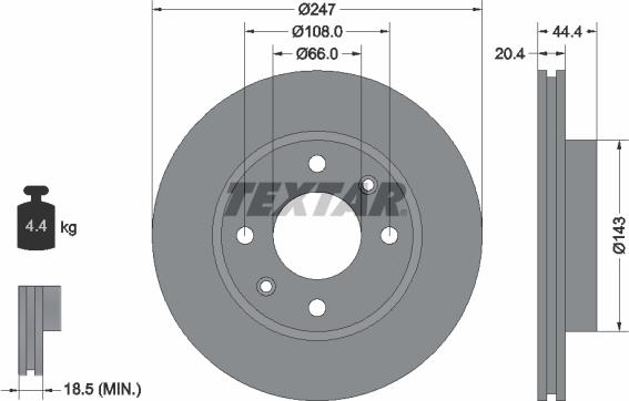 Textar 92033800 - Гальмівний диск autozip.com.ua