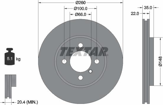 Textar 92026505 - Гальмівний диск autozip.com.ua