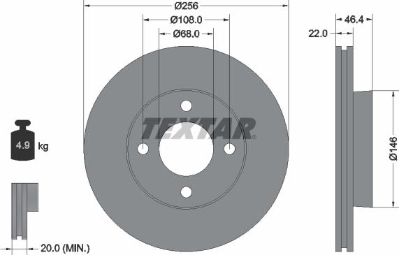 Textar 92026000 - Гальмівний диск autozip.com.ua