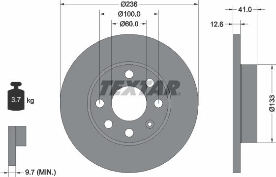 Textar 92020900 - Гальмівний диск autozip.com.ua