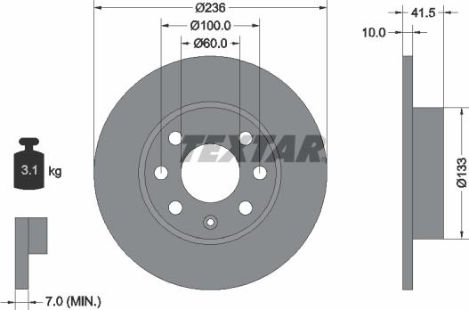 Textar 92020803 - Гальмівний диск autozip.com.ua