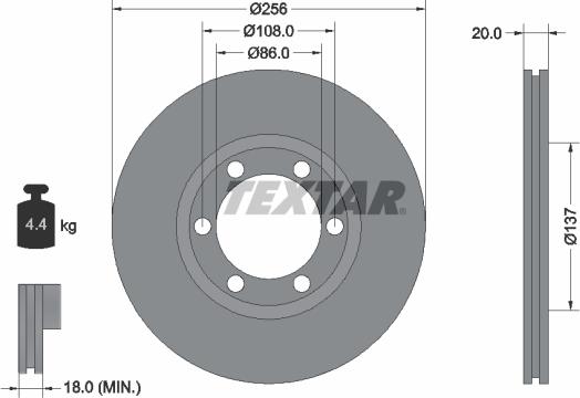 Textar 92079600 - Гальмівний диск autozip.com.ua