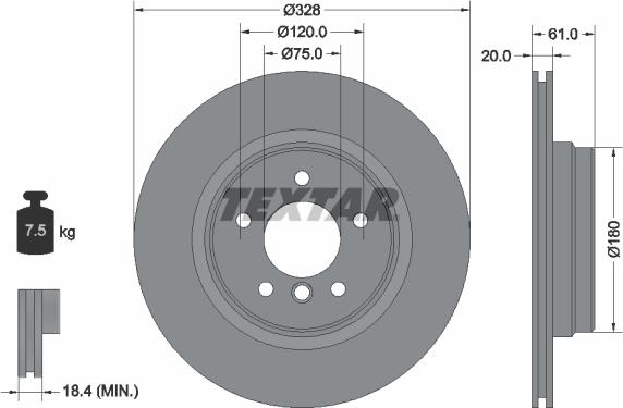 Textar 92074900 - Гальмівний диск autozip.com.ua