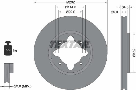 Textar 92078100 - Гальмівний диск autozip.com.ua