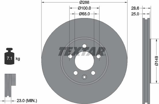 Textar 92072805 - Гальмівний диск autozip.com.ua