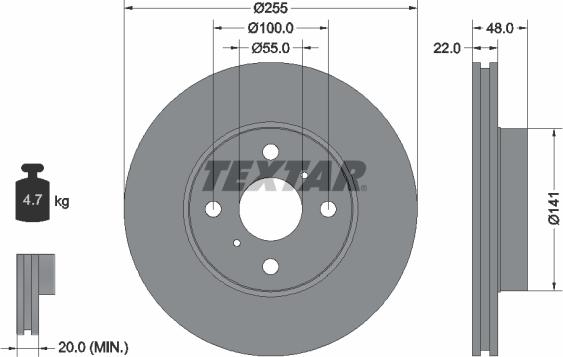 Textar 92077203 - Гальмівний диск autozip.com.ua