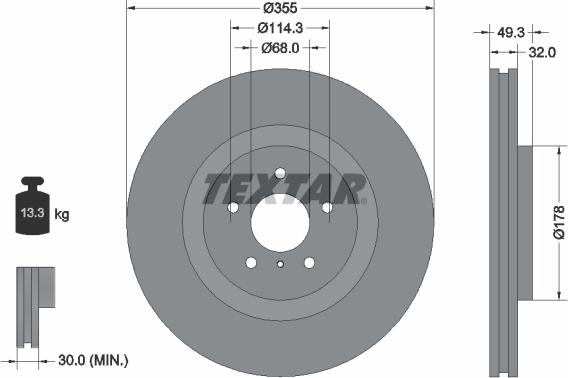 Textar 92199105 - Гальмівний диск autozip.com.ua